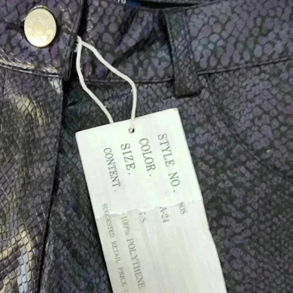 NWT Y2K Blue Purple, Flared Snakeskin Pants - US 7/8 - Picture 3 of 5